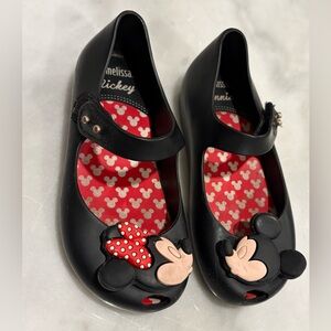 Mini Melissa Ballet Shoe flats Girls Toddler Sz 10 Minnie & Mickey Kissing Jelly